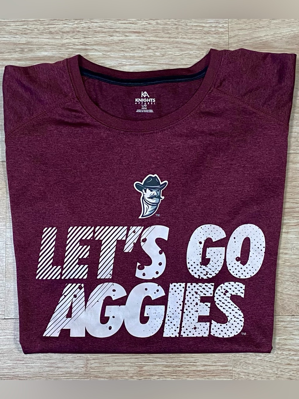 Texas A&M University T-Shirt Men’s Large Maroon LET’S GO AGGIES Short Sleeve Tee